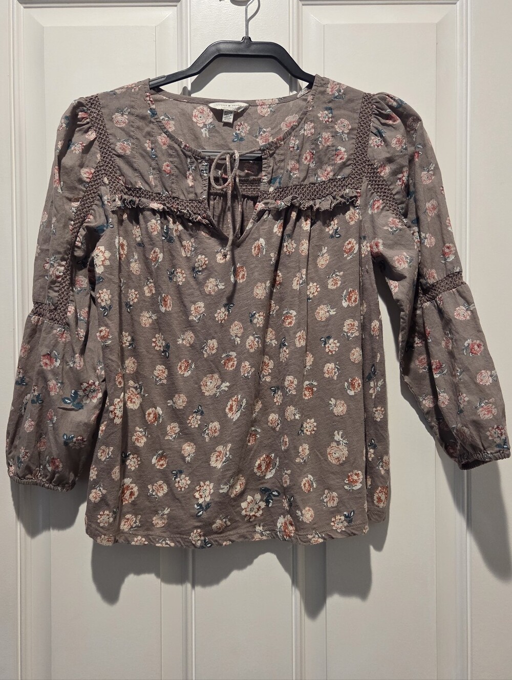 Lucky Brand Floral Boho Peasant Top Women's XS